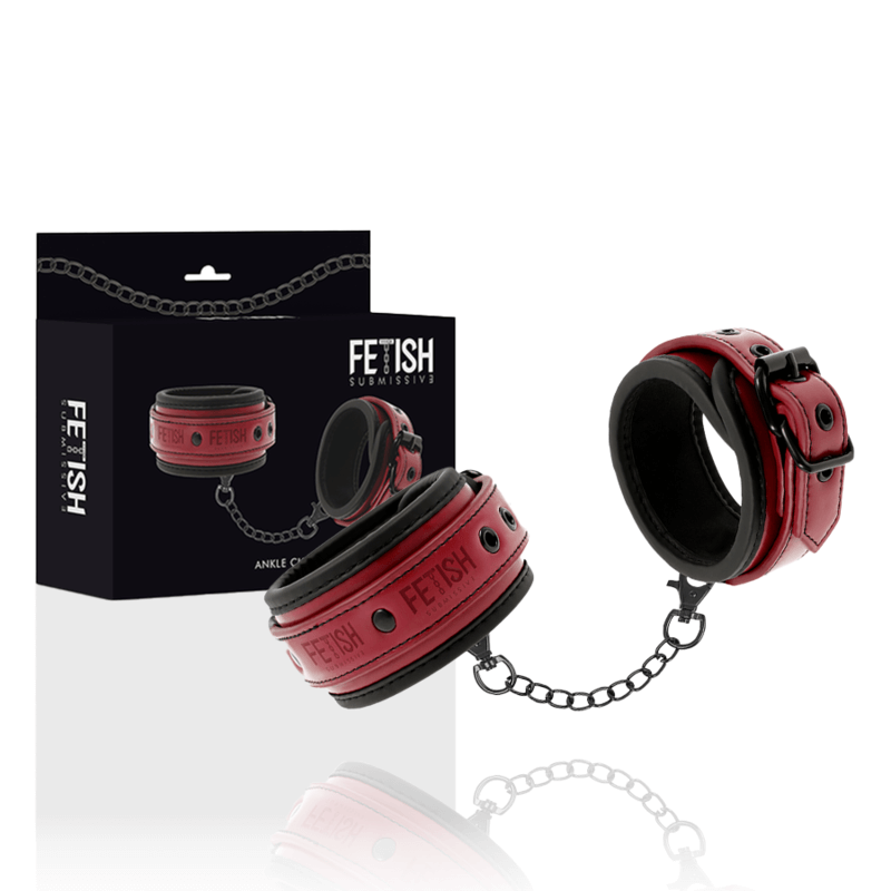 FETISH SUBMISSIVE DARK ROOM - ALGEMAS DE TORNOZELO DE COURO VEGANO COM FORRO DE NEOPRENE - Sexshoptuga  Sexshoptuga 