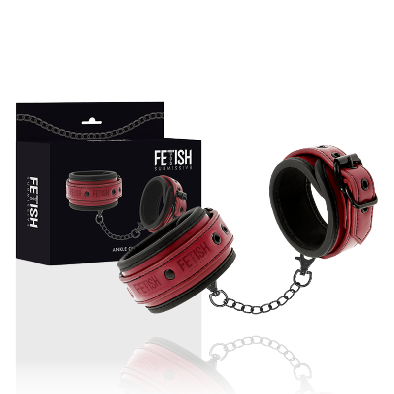 FETISH SUBMISSIVE DARK ROOM - ALGEMAS DE TORNOZELO DE COURO VEGANO COM FORRO DE NEOPRENE - Sexshoptuga  Sexshoptuga 