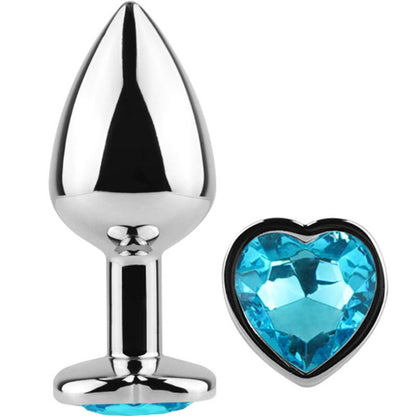 SECRETPLAY - PLUG ANAL DE METAL CORAO AZUL TAMANHO PEQUENO 7 CM - Sexshoptuga 