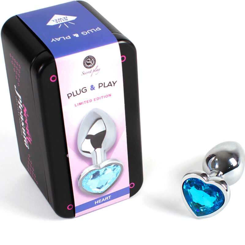 SECRETPLAY - PLUG ANAL DE METAL CORAO AZUL TAMANHO PEQUENO 7 CM - Sexshoptuga 