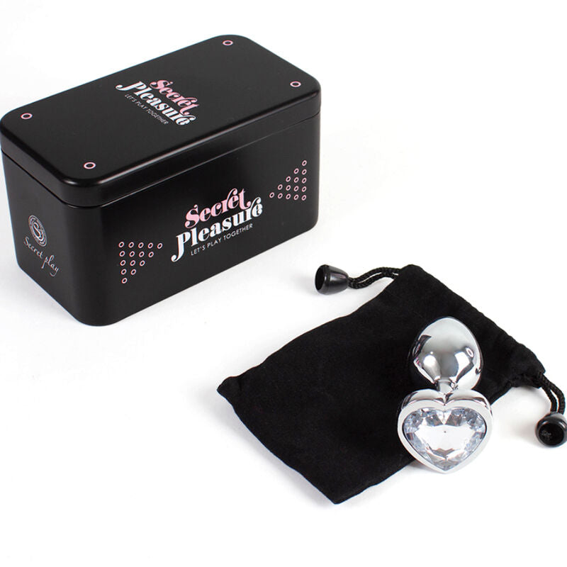 SECRETPLAY - PLUG ANAL DE METAL CORAO DE CRISTAL TRANSPARENTE TAMANHO PEQUENO 7 CM - Sexshoptuga  Sexshoptuga 