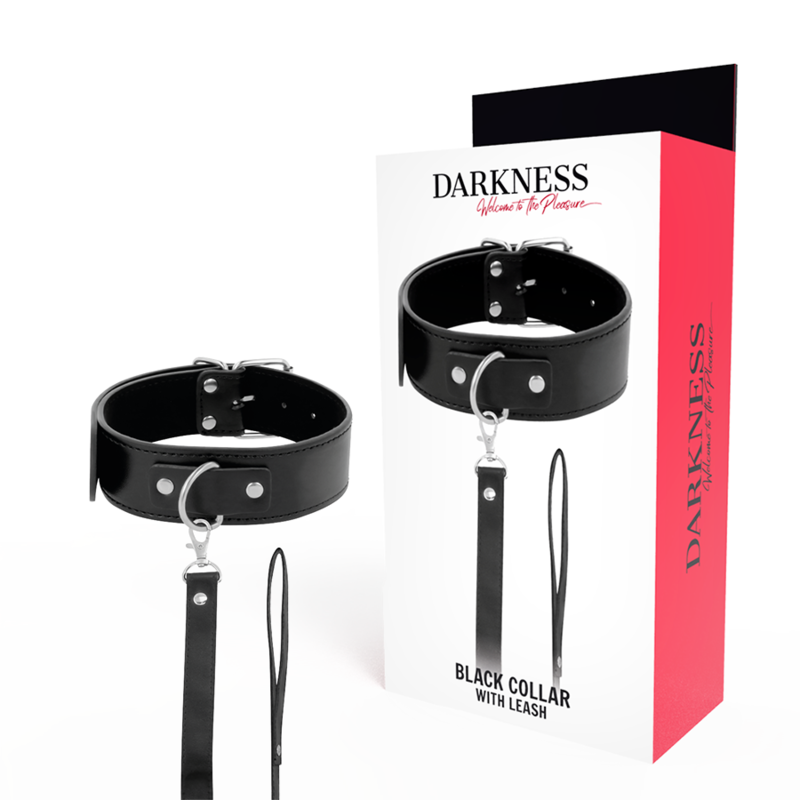 DARKNESS - COLAR DE POSTURA COM CORRENTE DE COURO - Sexshoptuga  Sexshoptuga 