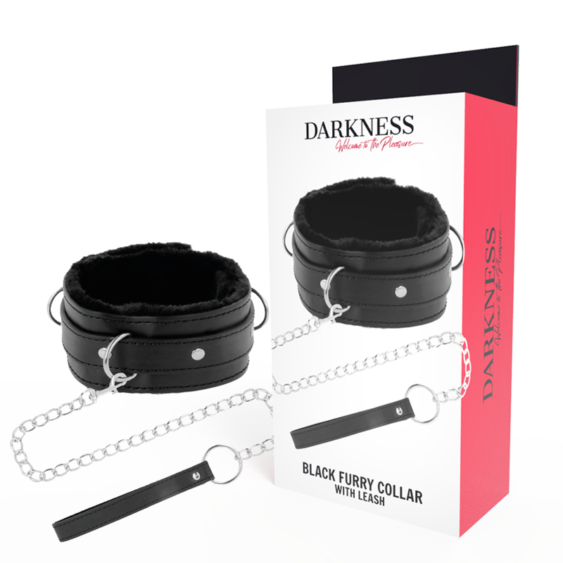 DARKNESS - COLAR DE POSTURA CONFORTÁVEL COM CORRENTE DE COURO - Sexshoptuga  Sexshoptuga 