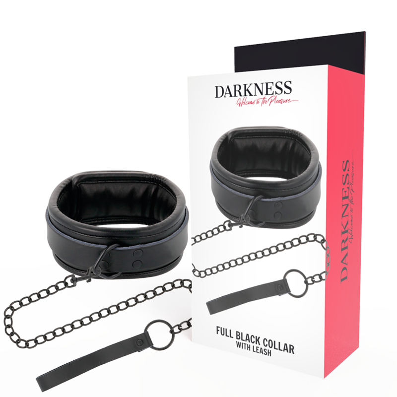 DARKNESS - COLAR PRETO COM CORRENTE - Sexshoptuga 