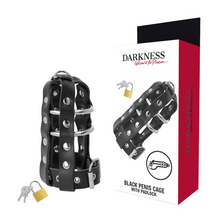 DARKNESS - GAIOLA DE CASTIDADE DE COURO COM FECHADURA - Sexshoptuga 