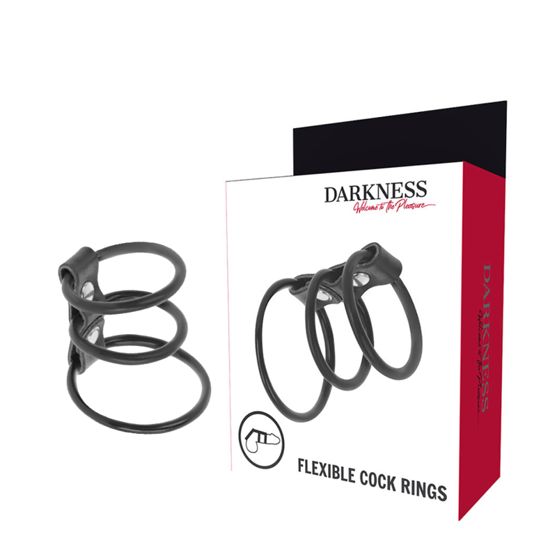 DARKNESS - CONJUNTO DE 3 ANÉIS PARA O PÉNIS FLEXÍVEIS - Sexshoptuga  Sexshoptuga 