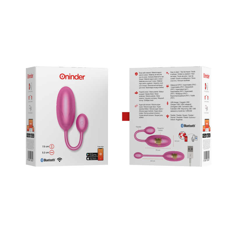 ONINDER - OVO VIBRANTE TÓQUIO ROSA 7,5 X 3,2 CM APLICATIVO GRATUITO - Sexshoptuga  Sexshoptuga 