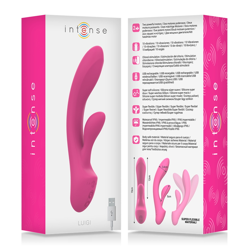 INTENSE - VIBRADOR LUIGI COELHO ROSA SILICONE LÍQUIDO - Sexshoptuga  Sexshoptuga 