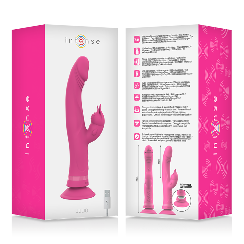 INTENSE - VIBRADOR JULIO COELHO ROSA SILICONE - Sexshoptuga  Sexshoptuga 