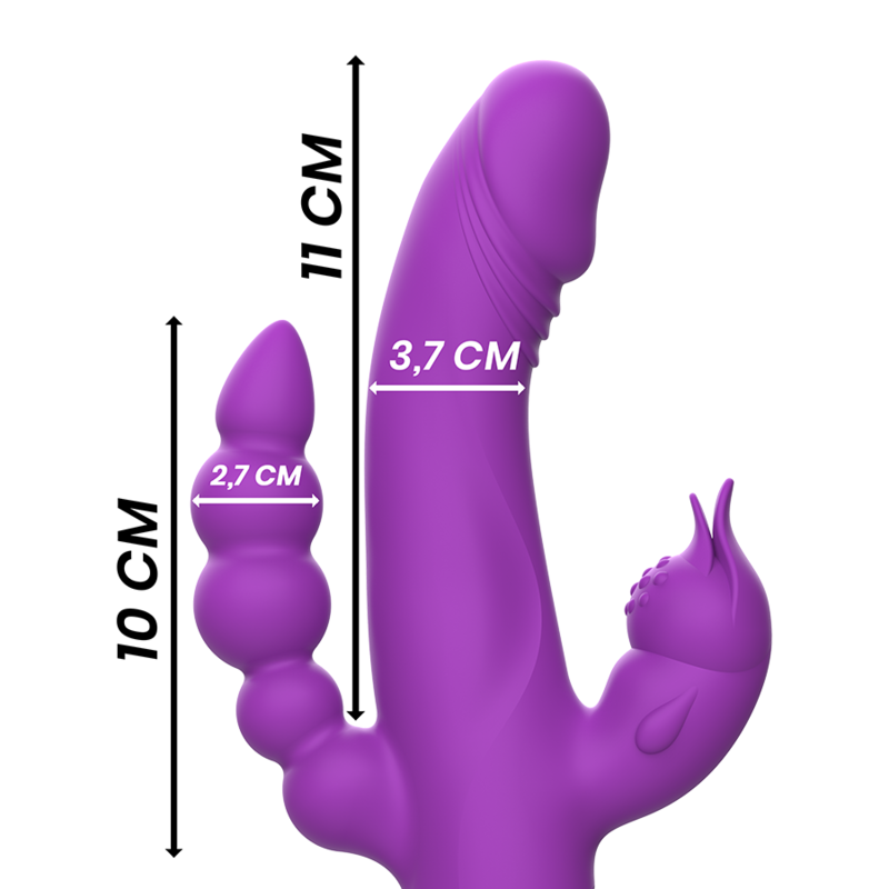 INTENSE - VIBRADOR DE SILICONE CASANOVA COELHO TRIPLO MOTOR ROXO - Sexshoptuga  Sexshoptuga 