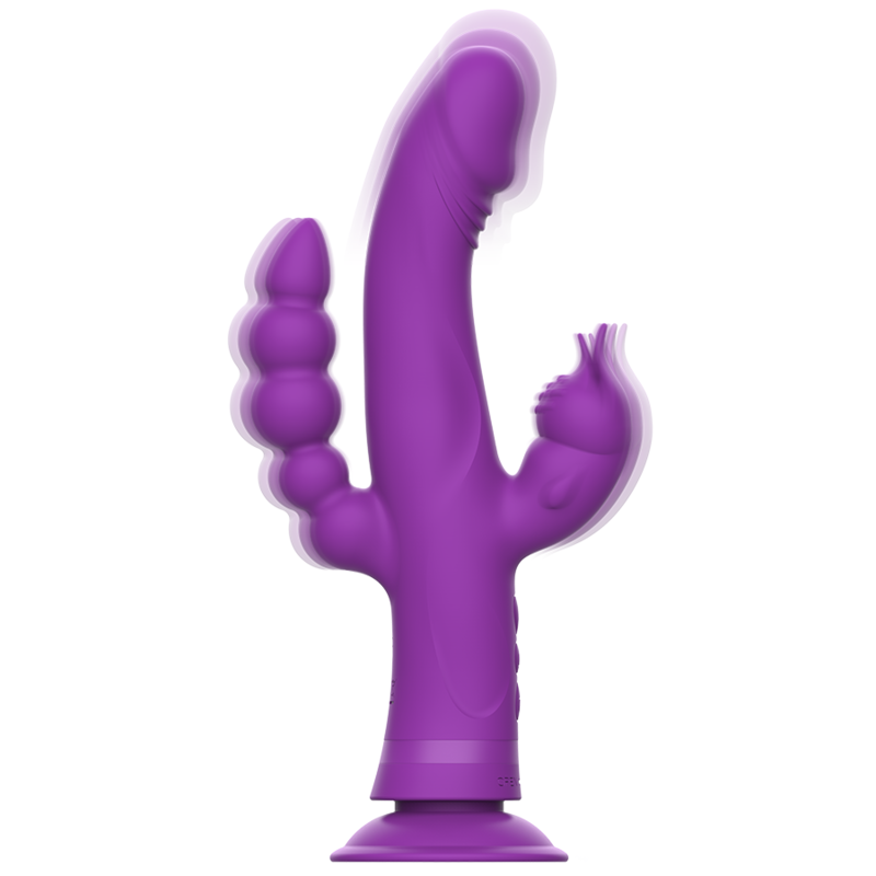 INTENSE - VIBRADOR DE SILICONE CASANOVA COELHO TRIPLO MOTOR ROXO - Sexshoptuga  Sexshoptuga 