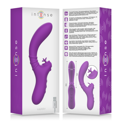 INTENSE - VIBRADOR FLEXÍVEL HARRY COM LÍNGUA ROXA - Sexshoptuga 