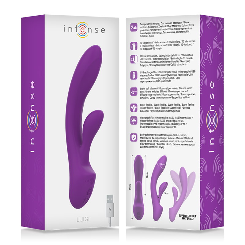 INTENSE - VIBRADOR LUIGI COELHO SILICONE LÍQUIDO ROXO - Sexshoptuga  Sexshoptuga 