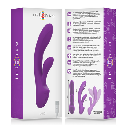 INTENSE - VIBRADOR LUIGI COELHO SILICONE LÍQUIDO ROXO - Sexshoptuga 