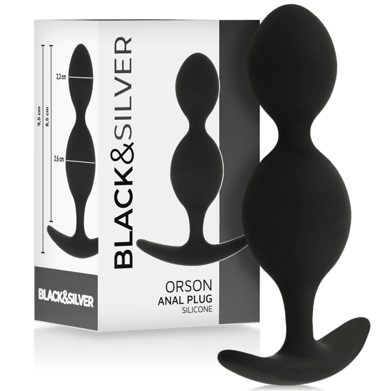 BLACK&SILVER - ORSON PLUG SILICONE 2 ONDAS ANAIS 9 CM - Sexshoptuga  Sexshoptuga 