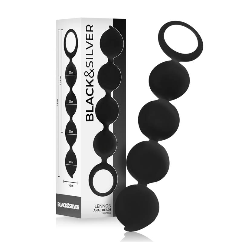 BLACK&SILVER - ROSÁRIO ANAL LENNON 4 ESFERAS DE SILICONE 15 CM - Sexshoptuga  Sexshoptuga 