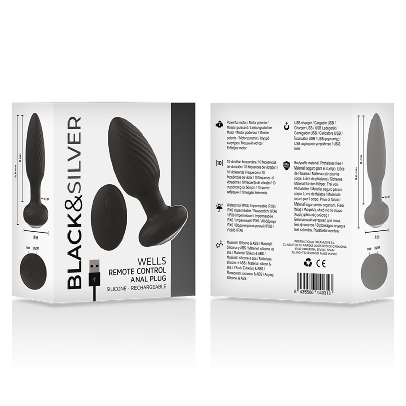 BLACK&SILVER - PLUG DE POÇOS SILICONE ANAL ROTATOR CONTROLE REMOTO - Sexshoptuga  Sexshoptuga 