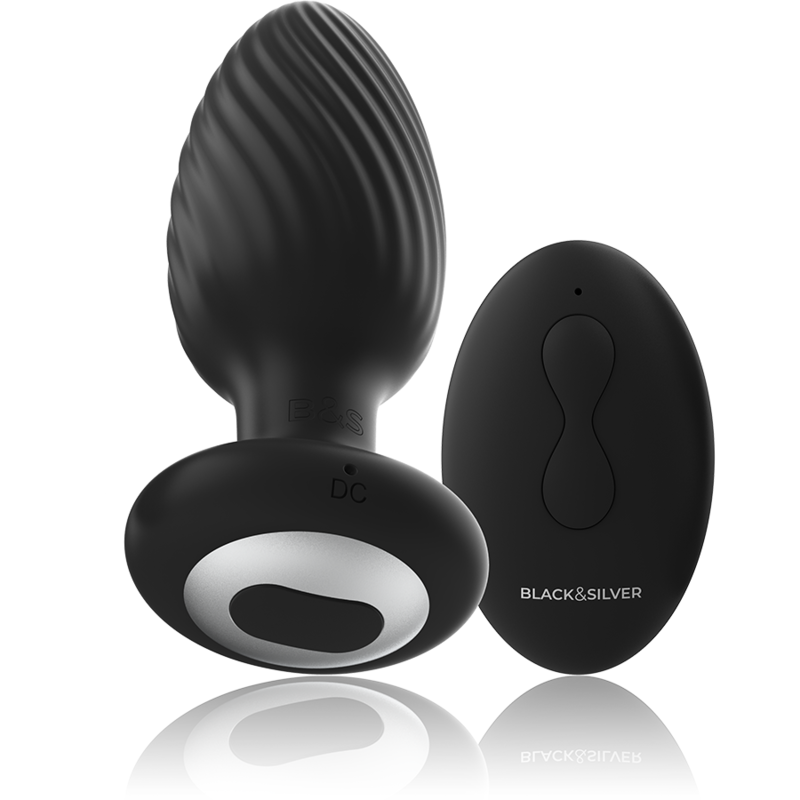 BLACK&SILVER - PLUG DE POÇOS SILICONE ANAL ROTATOR CONTROLE REMOTO - Sexshoptuga  Sexshoptuga 