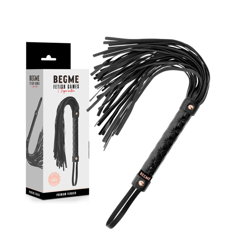 BEGME - BLACK EDITION FLOGGER DE COURO VEGANO - Sexshoptuga  Sexshoptuga 