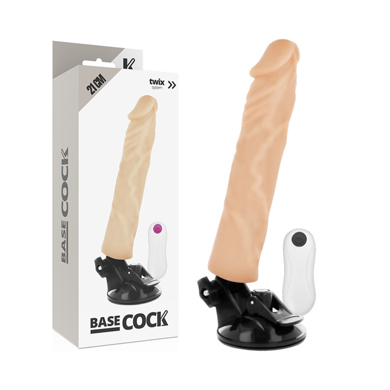 BASECOCK - VIBRADOR REALÍSTICO CONTROLE REMOTO NATURAL 21 CM -O- 4 CM - Sexshoptuga  Sexshoptuga 