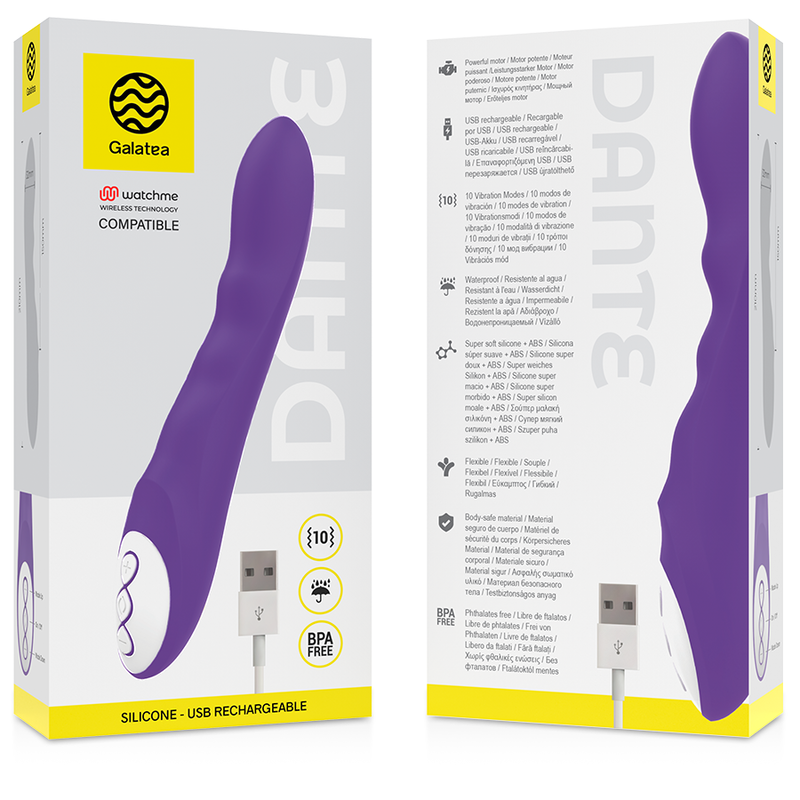 GALATEA - VIBRADOR DANTE LILAC COMPATÍVEL COM A TECNOLOGIA WATCHME WIRELESS - Sexshoptuga 