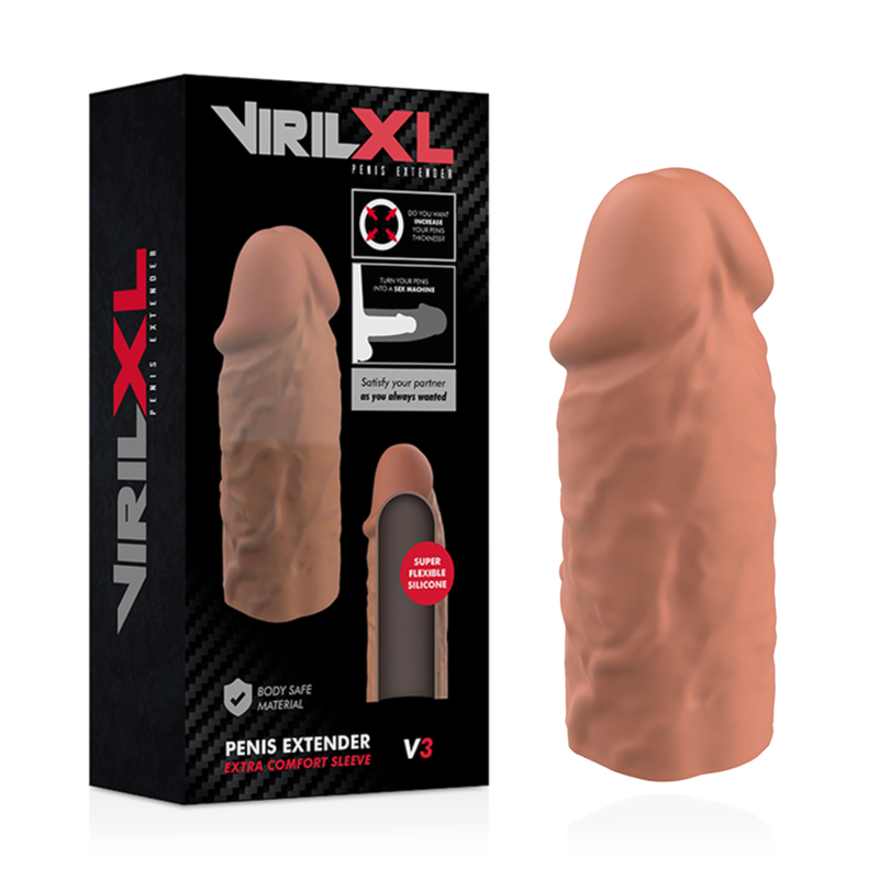 VIRILXL - EXTENSÃO DE PÊNIS DE SILICONE LÍQUIDO V3 MARROM - Sexshoptuga  Sexshoptuga 