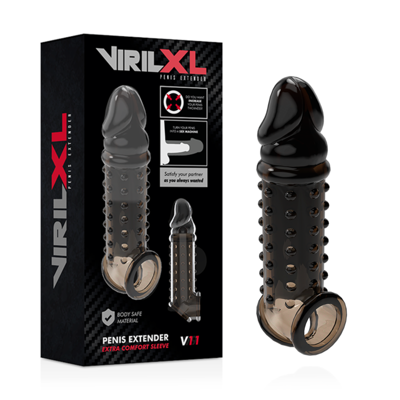 VIRILXL - EXTENSÃO E BAINHA DO PÉNIS V11 PRETA - Sexshoptuga  Sexshoptuga 