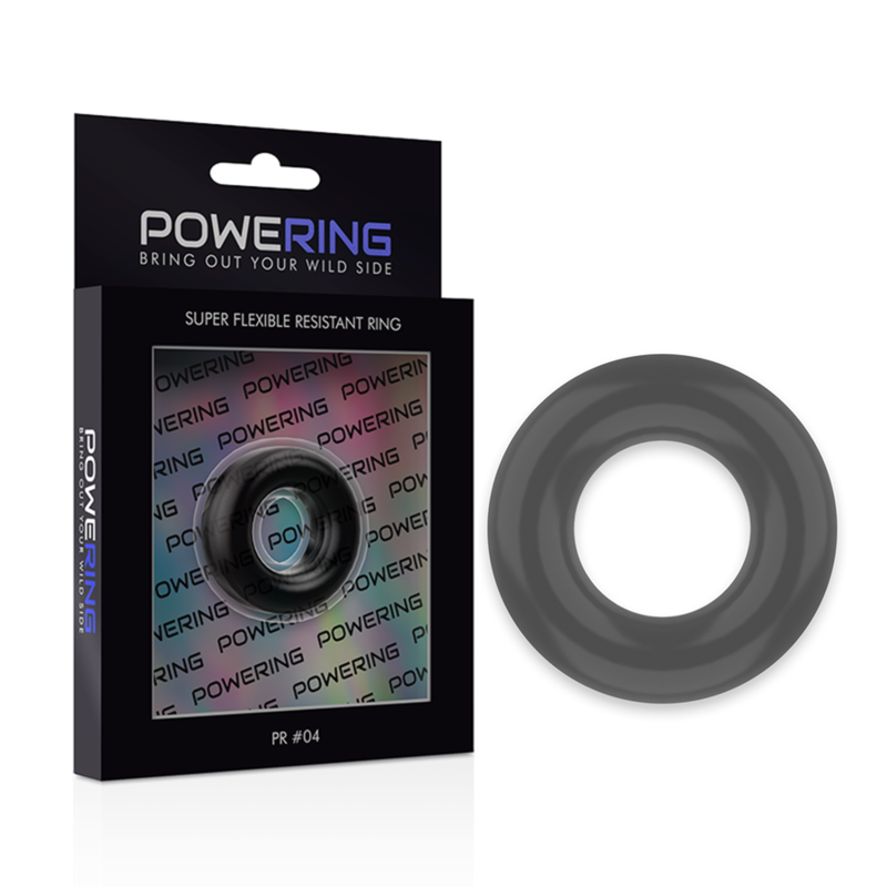 POWERING - ANEL PARA PÊNIS SUPER FLEXÍVEL E RESISTENTE 3,8CM PR04 PRETO - Sexshoptuga 