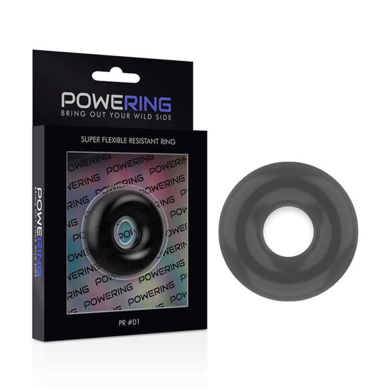 POWERING - ANEL PARA O PÉNIS SUPER FLEXÍVEL E RESISTENTE 3,5 CM PRETO - Sexshoptuga 