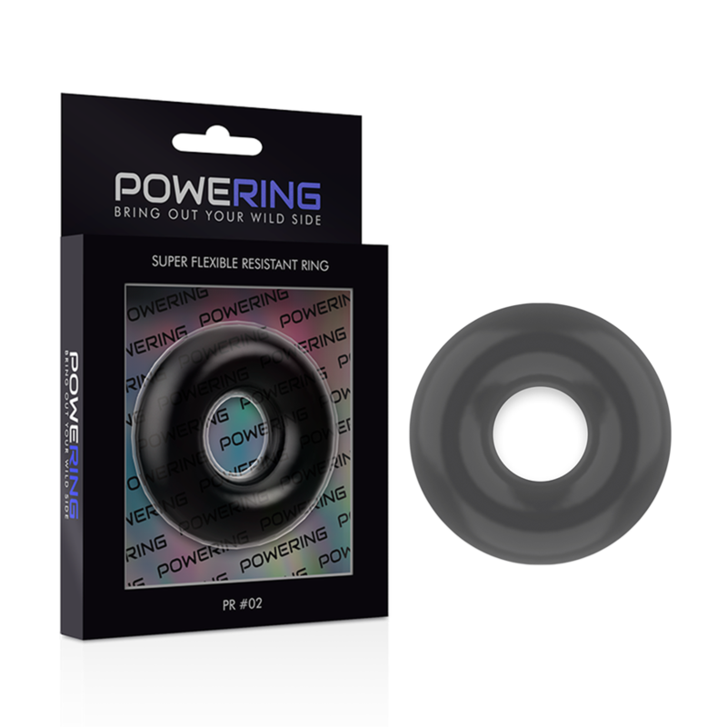 POWERING - ANEL PARA O PÉNIS SUPER FLEXÍVEL E RESISTENTE 4,5 CM PRETO - Sexshoptuga 