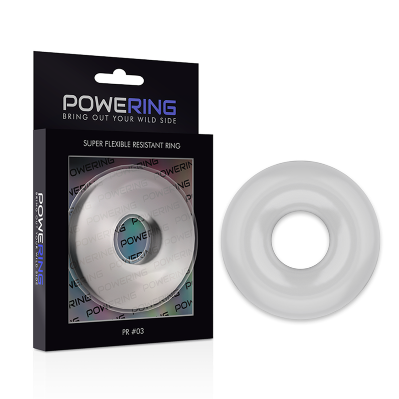 POWERING - ANEL PARA PÉNIS SUPER FLEXÍVEL E RESISTENTE 5CM PR03 TRANSPARENTE - Sexshoptuga  Sexshoptuga 