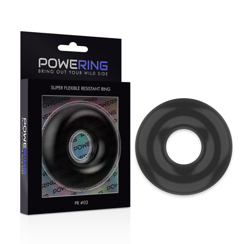 POWERING - ANEL PARA O PÉNIS SUPER FLEXÍVEL E RESISTENTE 5CM PR03 PRETO - Sexshoptuga  Sexshoptuga 