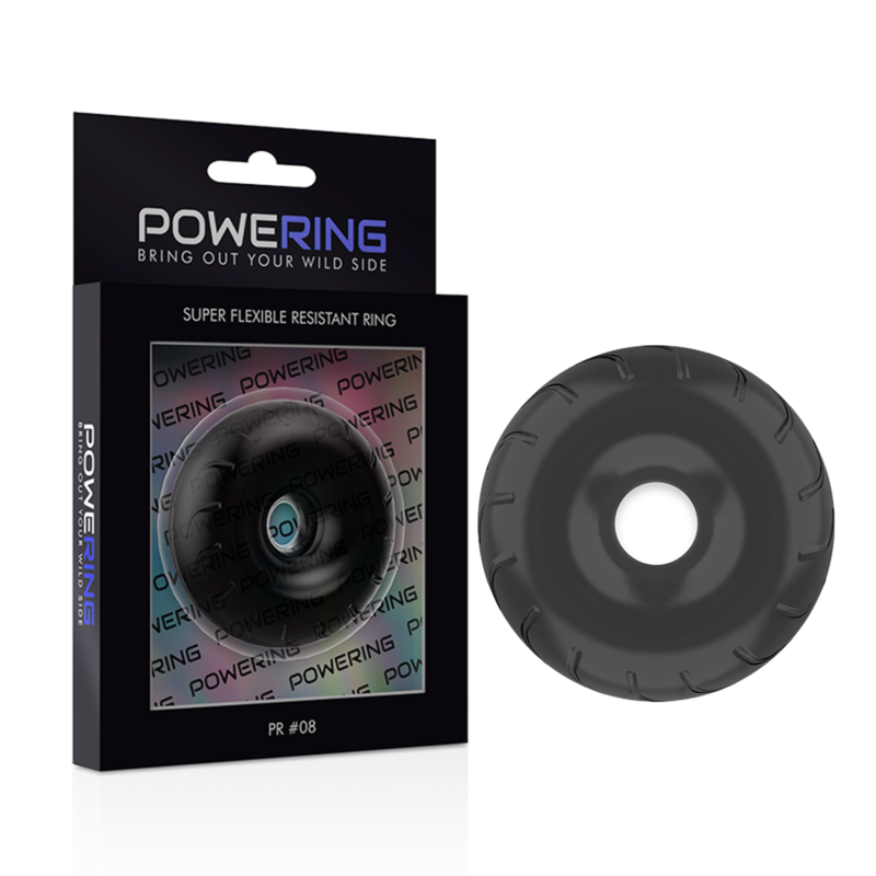 POWERING - ANEL PARA PÊNIS SUPER FLEXÍVEL E RESISTENTE 5CM PR08 PRETO - Sexshoptuga 