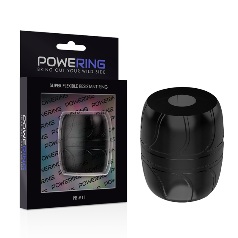 POWERING - ANEL PARA O PÉNIS SUPER FLEXÍVEL E RESISTENTE 5 CM PR11 PRETO - Sexshoptuga 