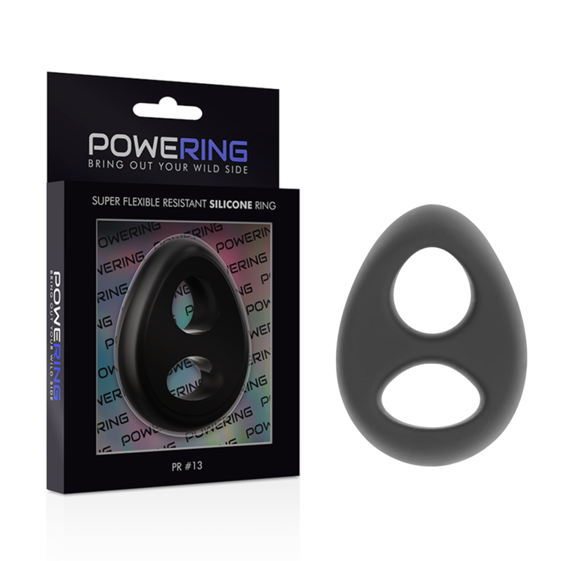 POWERING - ANEL PARA PÉNIS E TESTÍCULOS SUPER FLEXÍVEL E RESISTENTE PR13 PRETO - Sexshoptuga  Sexshoptuga 