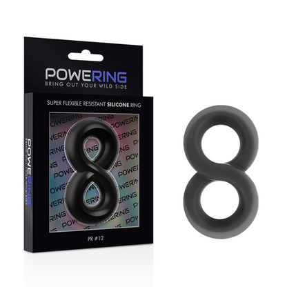 POWERING - ANEL PARA PÉNIS E TESTÍCULOS SUPER FLEXÍVEL E RESISTENTE PR12 PRETO - Sexshoptuga 