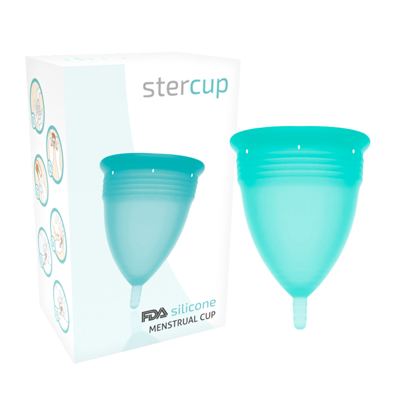 STERCUP - COPO MENSTRUAL DE SILICONE FDA AQUAMARINE - TAMANHO L - Sexshoptuga 