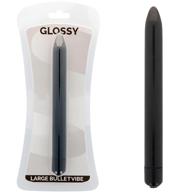 GLOSSY - VIBRADOR SLIM PRETO - Sexshoptuga 