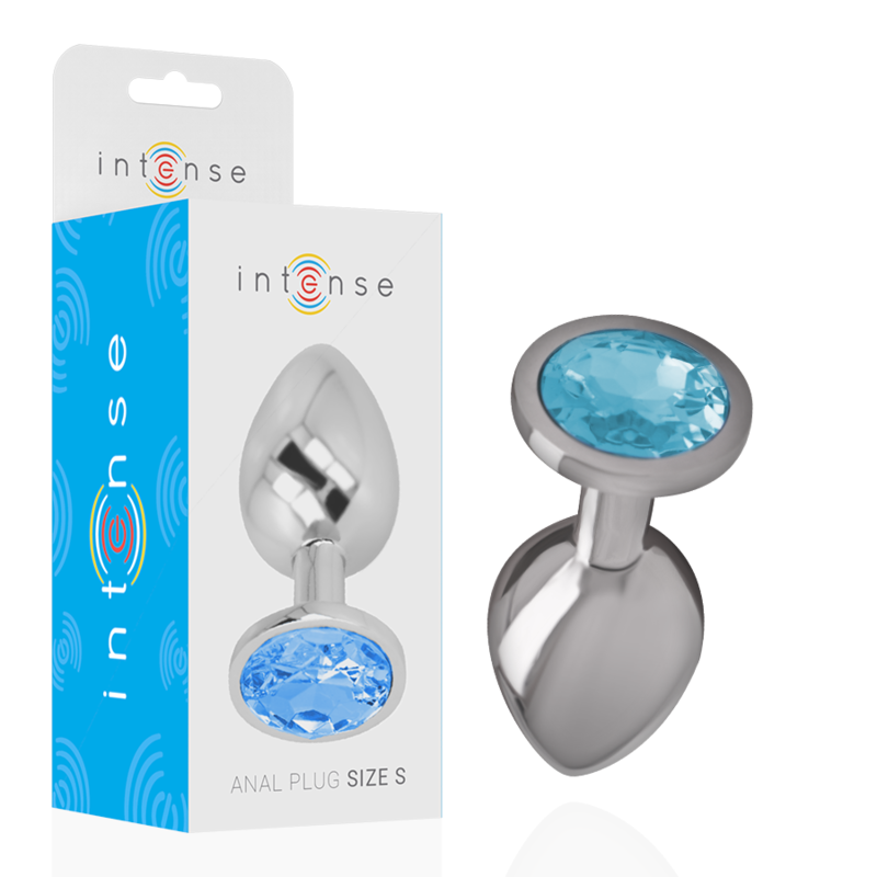 INTENSE - PLUG ANAL DE METAL DE ALUMÍNIO COM CRISTAL AZUL TAMANHO S - Sexshoptuga  Sexshoptuga 