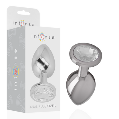 INTENSE - PLUG ANAL DE METAL DE ALUMÍNIO COM CRISTAL PRATA TAMANHO L - Sexshoptuga 