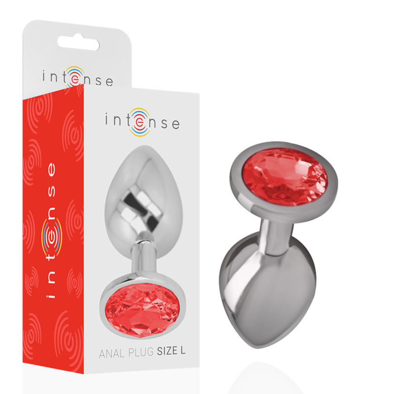 INTENSE - PLUG ANAL DE METAL DE ALUMÍNIO COM CRISTAL VERMELHO TAMANHO L - Sexshoptuga  Sexshoptuga 