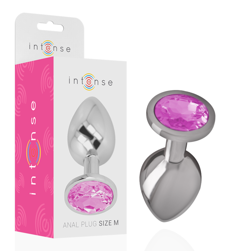 INTENSE - PLUG ANAL DE METAL DE ALUMÍNIO COM CRISTAL ROSA TAMANHO M - Sexshoptuga  Sexshoptuga 