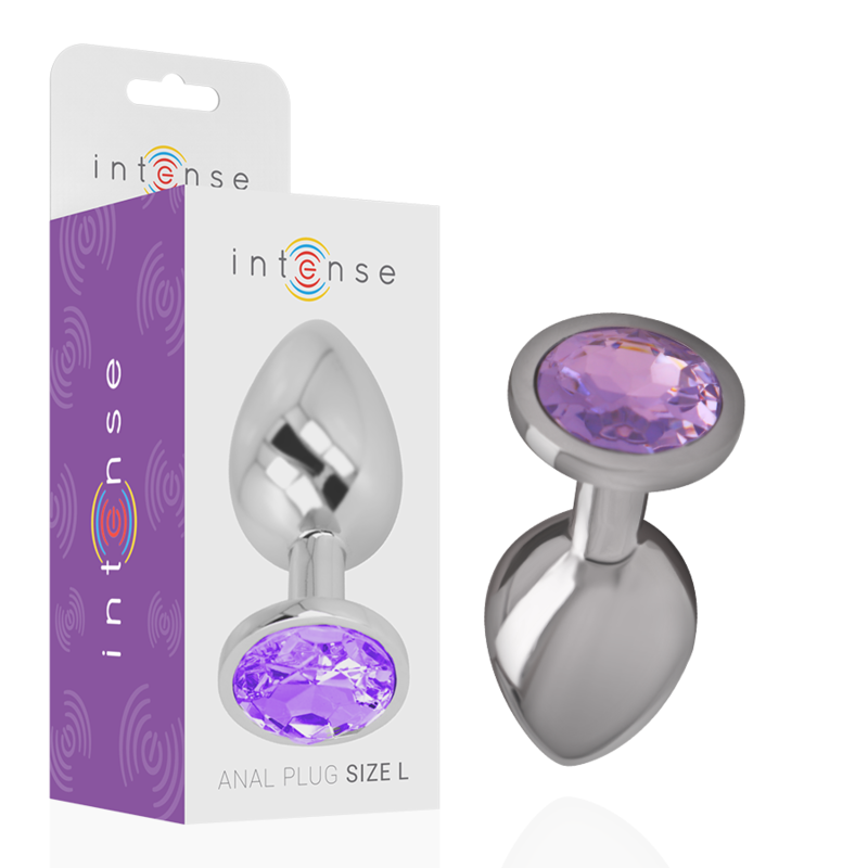 INTENSE - PLUG ANAL DE METAL DE ALUMÍNIO COM CRISTAL VIOLETA TAMANHO S - Sexshoptuga  Sexshoptuga 