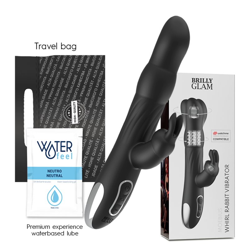 BRILLY GLAM - VIBRADOR E ROTADOR  MOEBIUS COELHO COMPATÍVEL COM A TECNOLOGIA WATCHME WIRELESS - Sexshoptuga  Sexshoptuga 