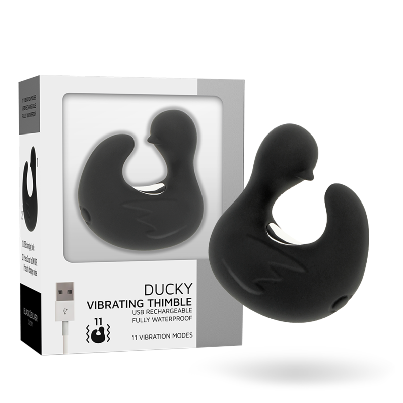 BLACK&SILVER - DEDAL DE PATO ESTIMULANTE DE SILICONE RECARREGÁVEL DUCKYMANIA - Sexshoptuga  Sexshoptuga 