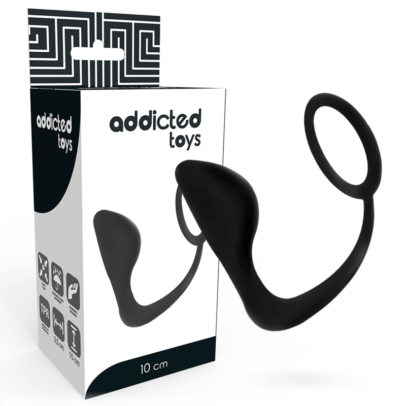 ADDICTED TOYS - PLUG ANAL COM ANEL DE PÊNIS PRETO - Sexshoptuga 