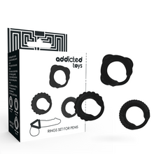 ADDICTED TOYS - CONJUNTO DE ANEL C - PRETO - Sexshoptuga 