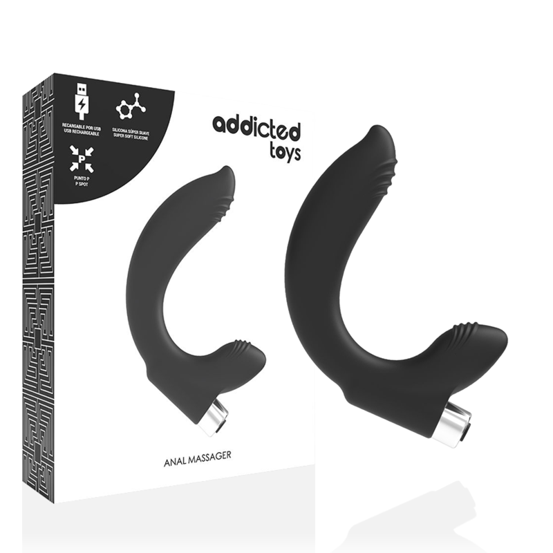 ADDICTED TOYS - VIBRADOR PROSTTICO RECARREGVEL MODELO 7 - PRETO - Sexshoptuga  Sexshoptuga 