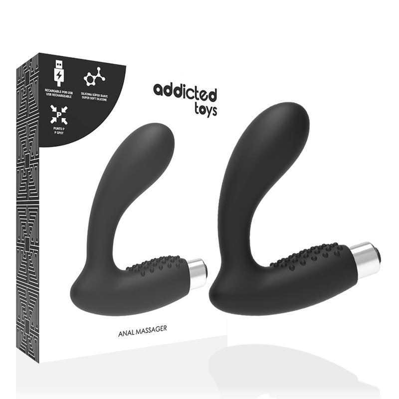 ADDICTED TOYS -VIBRADOR PROSTTICO VIBRADOR RECARREGVEL - MODELO 5 - PRETO - Sexshoptuga  Sexshoptuga 