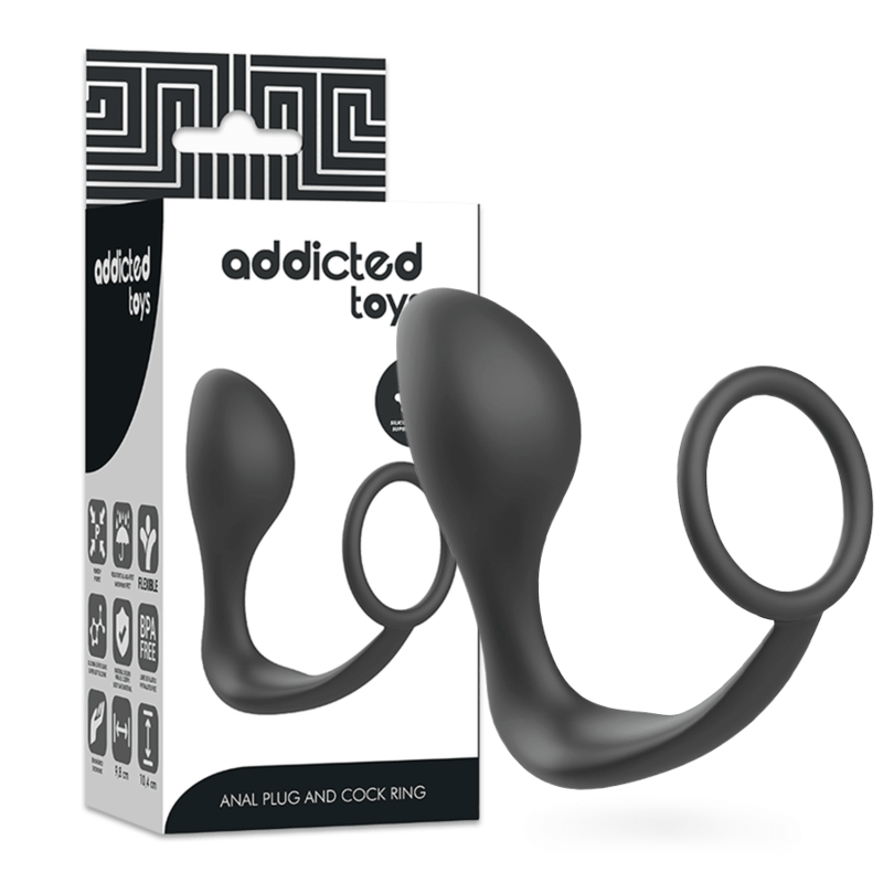 ADDICTED TOYS - PLUG ANAL COM ANEL DE SILICONE PRETO - Sexshoptuga  Sexshoptuga 